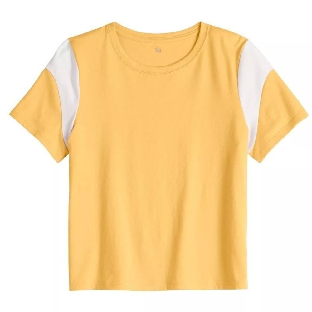 NWT Girls SO Favorite Colorblock Boxy Tee in Yellow Small 7